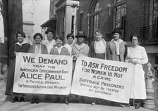 Woman Suffrage - Banners, 1917. Creator: Harris & Ewing.