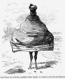 'Caution to Young Ladies who ride in Crinoline on Donkeys', 1860. Artist: Unknown