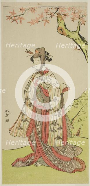 The Actor Iwai Hanshiro IV as Princess Sakura (Sakura Hime) in the Play Wada Sakamori..., c. 1773. Creator: Shunsho.
