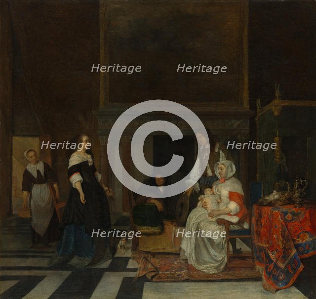 The Visit to the Nursery, 1661. Creator: Gabriel Metsu.