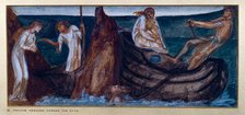 Cupid and Psyche - Study for the Palace Green Mural - Psyche giving the Coin to the Ferry..., 1872. Creator: Sir Edward Coley Burne-Jones.