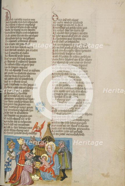 The Adoration of the Magi; Weltchronik, about 1400-1410. Creator: Unknown.