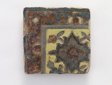 Corner piece tile, Qajar period, 17th century. Creator: Unknown.