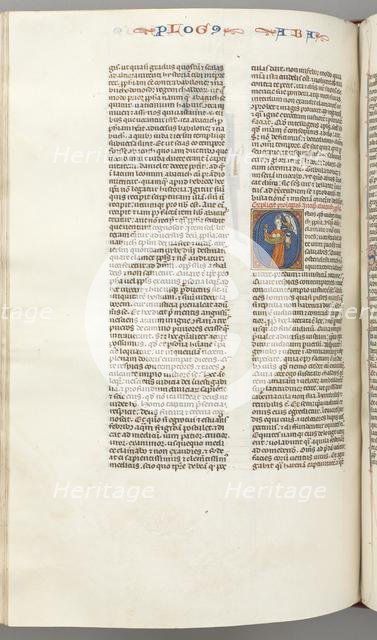 Fol. 361v, Habbakuk, historiated initial O, Habbakuk holding a basket and two stones..., c. 1275-130 Creator: Unknown.
