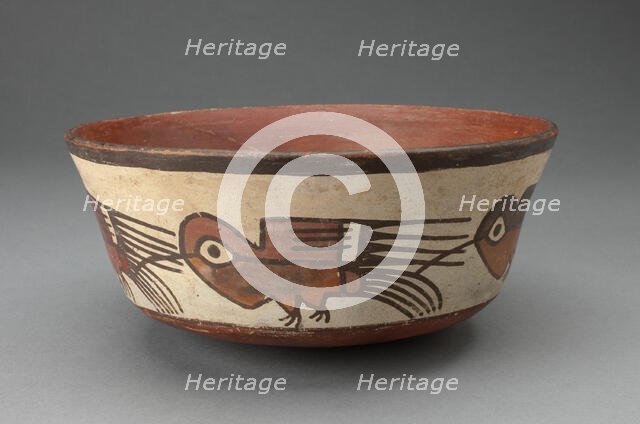 Bowl Depicting a Row of Hummingbirds, 180 B.C./A.D. 500. Creator: Unknown.
