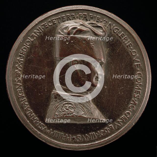 Filippo Maria Visconti, 1392-1447, Duke of Milan 1412 [obverse], c. 1441. Creator: Pisanello.