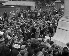 Crowds watching a Military Band in Trafalgar Square, 1940. Creator: British Pathe Ltd.