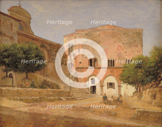 The Market Place in Piperno, 1838. Creator: Jorgen Pedersen Roed.