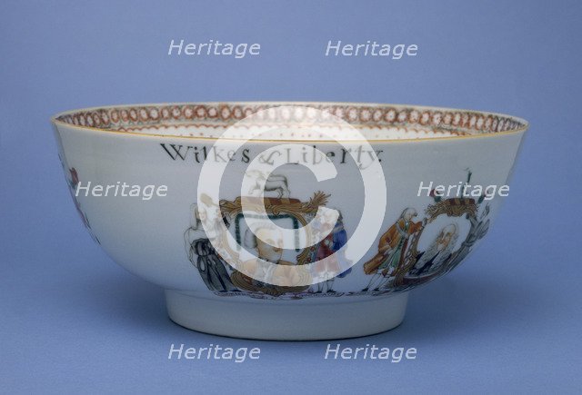 Commemorative punchbowl dedicated to John Wilkes, 1768. Artist: Unknown