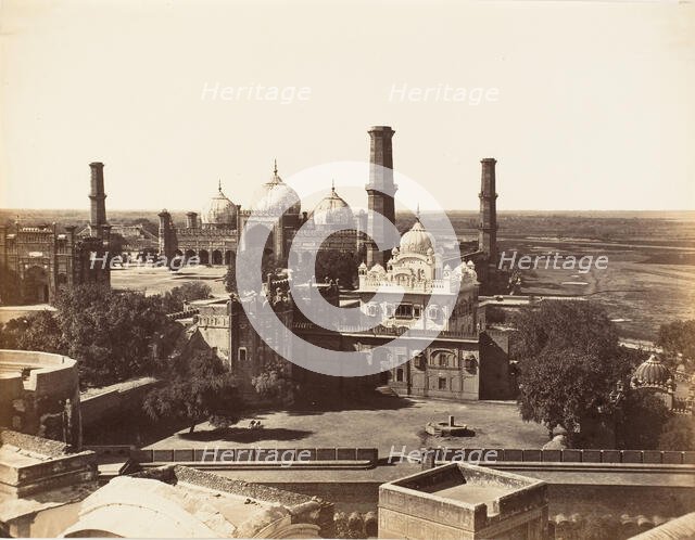 Runjeet Singh's Tomb and the Great Mosque at Lahore, 1858-61. Creator: Unknown.
