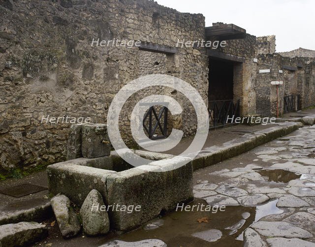 Fountain in Abundance Street, Pompeii, Campania, Italy, 2002. Creator: LTL.