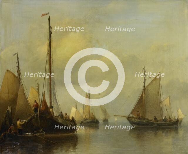 Fishing Boats on calm Water, 1840-1850. Creator: Antonie Waldorp.