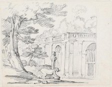 Loggia and Statuary in an Italian Garden, 1744/1750. Creator: Joseph-Marie Vien the Elder.