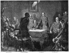 Discussing the surrender of France after the Battle of Sedan, Franco-Prussian War, 1870 (1900).Artist: Georg Bleibtreu