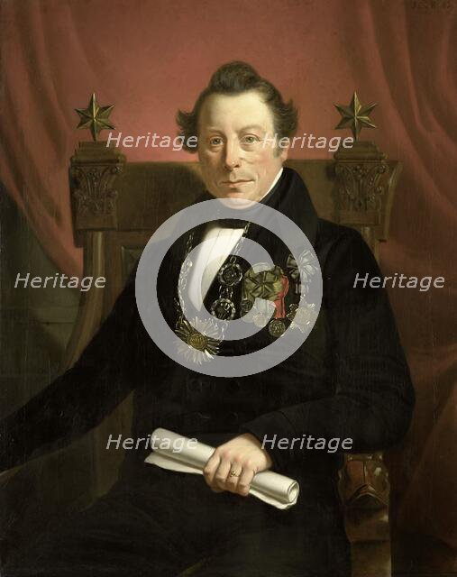 Portrait of Coenraad van Hulst, Actor, as President of the Arts-Promoting Company VW in Amsterdam (s Creator: Jan Cornelis van Rossum.