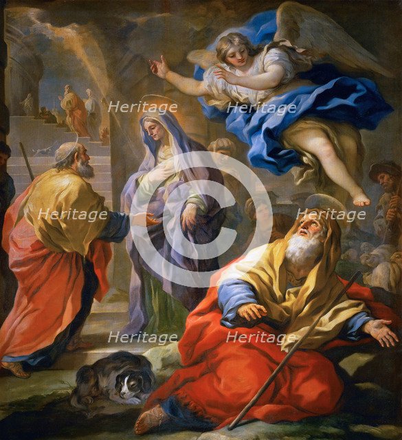 Joachim Receiving the Promise, and Meeting of Saints Joachim and Anne at the Golden Gate.