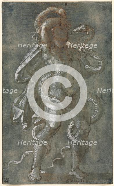 Man Entwined by Two Snakes, c. 1527. Creator: Giovanni Antonio da Pordenone (Italian, 1483/84-1539), attributed to.