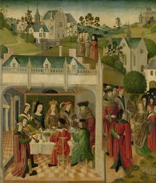 Wedding Feast of Saint Elizabeth of Hungary and Louis of Thuringia in the Wartburg, inner left wing  Creator: Master of the St Elizabeth Panels.