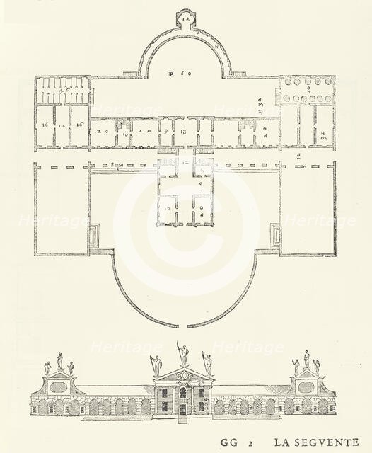 Villa Barbaro, from I quattro libri dell'architettura di Andrea Palladio (Book 2, page 51)..., 1570. Creators: Christoph Krieger, Johann Chrieger.