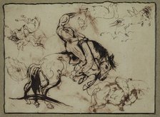 Horses and Riders, 19th century. Creator: Attributed to Théodore Géricault (1791-1824).