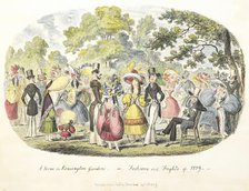 A scene in Kensington Gardens - or - Fashion and Frights of 1829.  Creator: George Cruikshank.