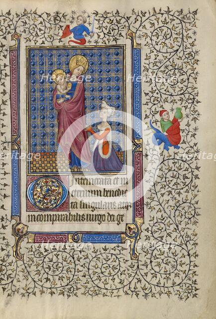 The Virgin and Child and a Woman in Prayer; Book of Hours, about 1410. Creator: Unknown.