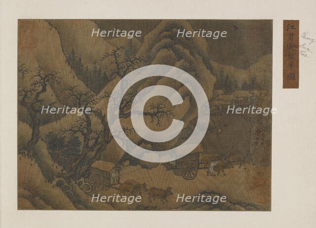 Winter landscape: ox-carts on the road, Possibly Ming dynasty, 1368-1644. Creator: Unknown.