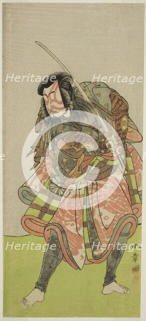 The Actor Nakamura Tomijuro I as Akushichibyoe Kagekiyo in the Play Kite Hajime Hatsugai..., c.1774. Creator: Shunsho.