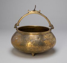 Bowl (Tas) with Attached Handles, Decorated with Horsemen and Solar Motif, 14th century. Creator: Unknown.