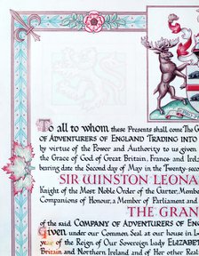 Detail of a certificate of the Hudson's Bay Company, 1955. Creator: Arthur Charles Kirby Ware.