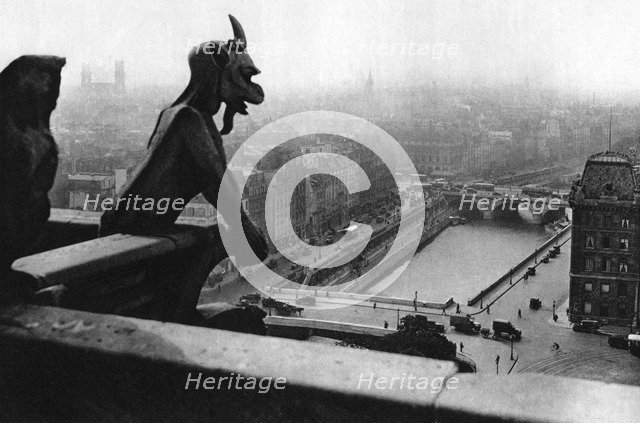 The River Seine seen from a tower of Notre Dame, Paris, 1931.Artist: Ernest Flammarion
