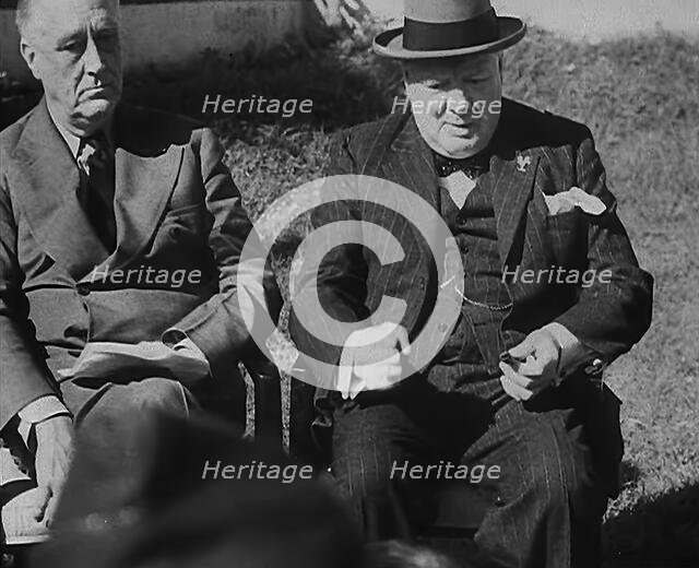 Winston Churchill and Franklin D. Roosevelt Talking to the Press, 1943. Creator: British Pathe Ltd.