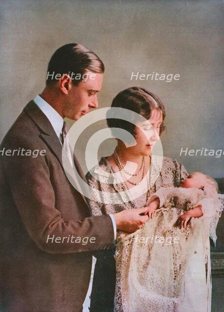 The Duke and Duchess of York at the christening of Princess Elizabeth', 1926. Creator: Unknown.