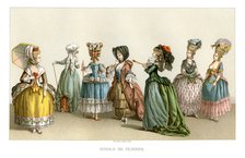 Women's fashions of the 18th century, (1885).Artist: Durin