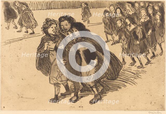 Girls Coming from School (Gamines sortant de l'ecole), 1911. Creator: Theophile Alexandre Steinlen.