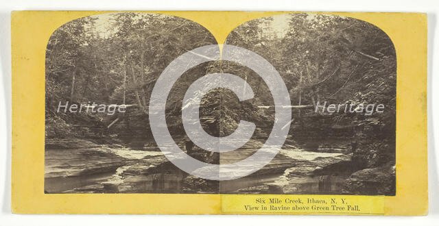 Six Mile Creek, Ithaca, N.Y. View in Ravine above Green Tree Fall, 1860/65. Creator: J. C. Burritt.