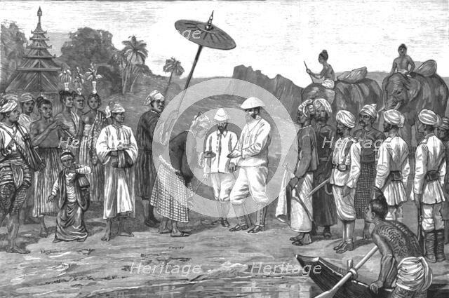 ''With the Chins in Upper Burma, Major Raikes receiving the Sawbwa of Kale', 1888. Creator: Unknown.