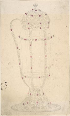 Crystal Vessel with Ornamented Metal Lid, Foot, Handle and Mounts, second half 19th century. Creator: Anon.