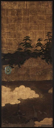 Pine trees, water and clouds, Edo period, 17th century. Creator: Unknown.