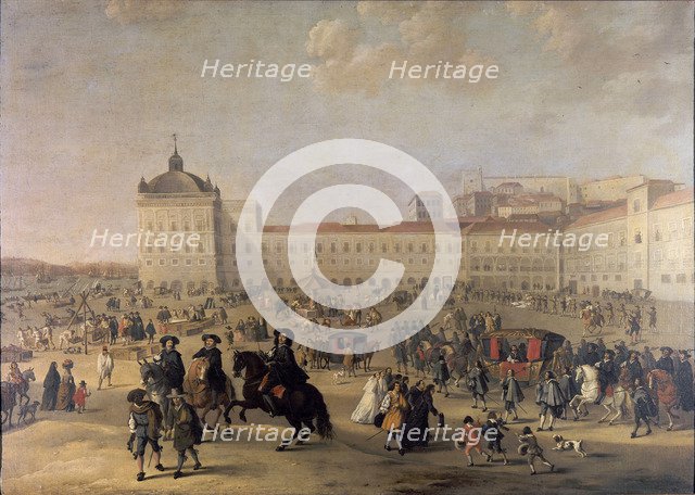 Palace Square (Terreiro do Paço) of Lisbon, 1650. Artist: Stoop, Dirk (1615-1686)