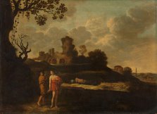 Arcadian Landscape with Herdsmen and Cattle, c.1630. Creator: Dirck Dalens.