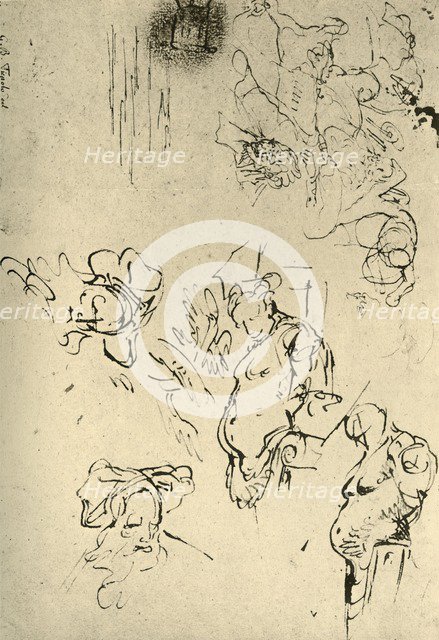 'Satyr Herms and Oriental Heads', mid 18th century, (1928). Artist: Giovanni Battista Tiepolo.