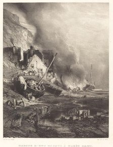 Radoub d'une Barque à la Marée Basse (Refitting of a Ship at Low Tide), 1833. Creator: Eugene Isabey.
