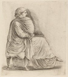 Woman Seated on a Stool. Creator: Stefano della Bella.