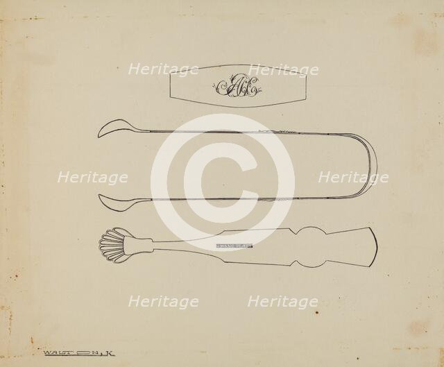 Silver Sugar Tongs, c. 1939. Creator: Kalamian Walton.