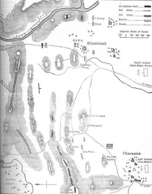 'Plan of the Battle of Charasiah, (Oct. 6, 1979)', c1880. Artist: Unknown.