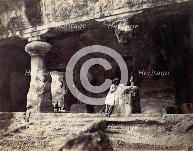 Elephanta from Water Cave, Coombe Martin Bay, Watermouth, 1870s. Creator: Francis Frith.