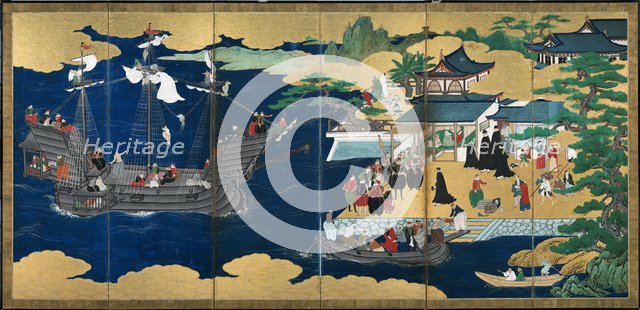Namban Screens, First third of 17th cen.. Artist: Sanraku, Kano (ca. 1559-1635)