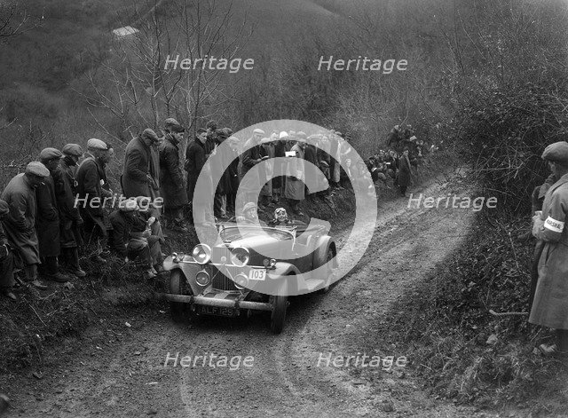 Talbot 105 of HA Nash competing in the MCC Lands End Trial, 1935. Artist: Bill Brunell.