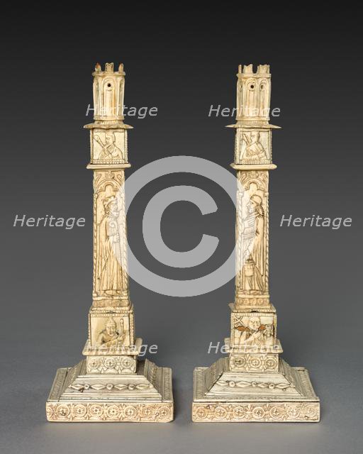 Candlestick Pair, 1800s - early 1900s. Creator: Unknown.